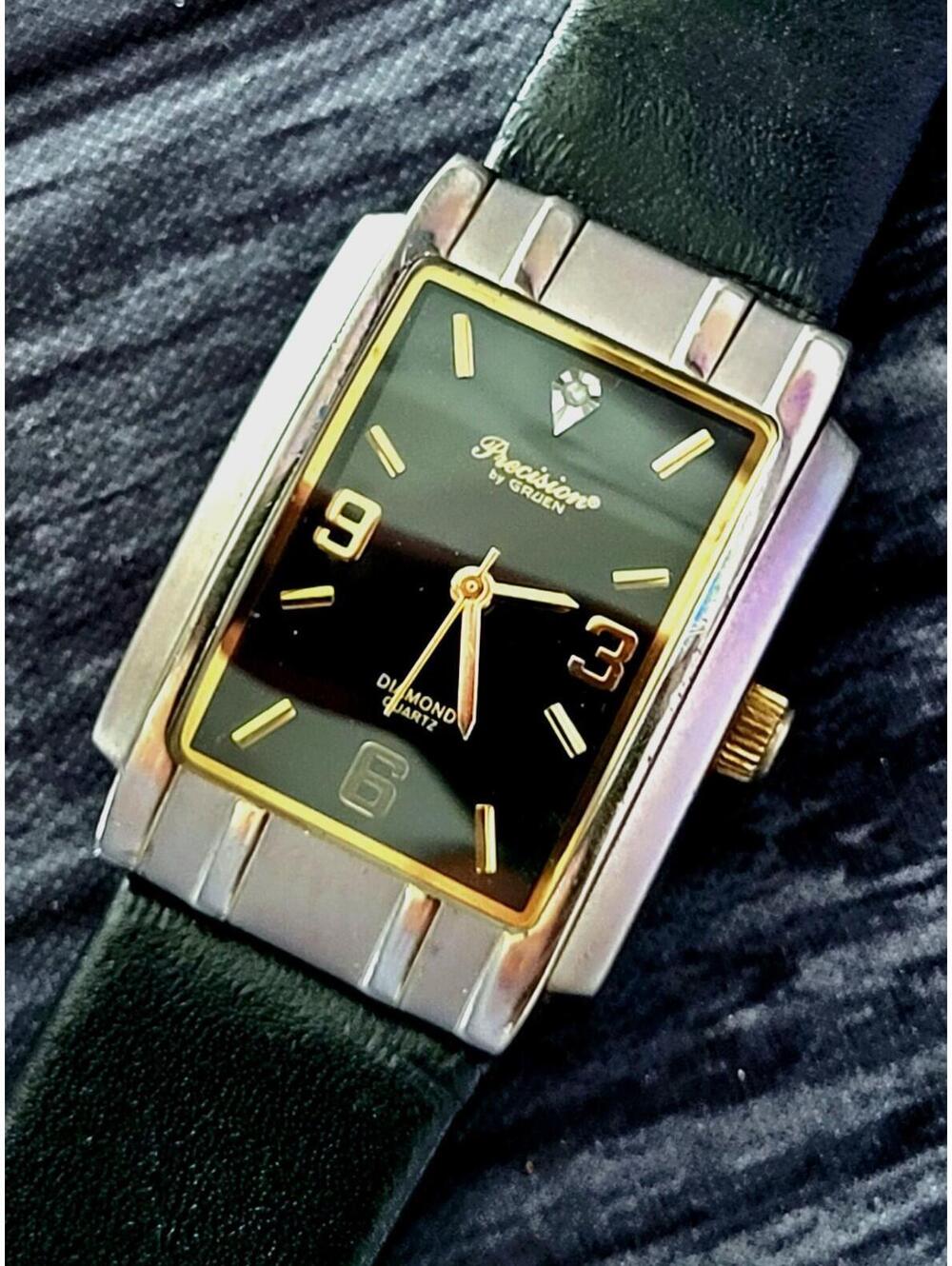 Gruen Precision Diamond Curvex Mens Tank Dress Watch